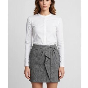 Banana Republic Gray Wool Blend Tweed Drape Front Pencil Skirt Petite 6